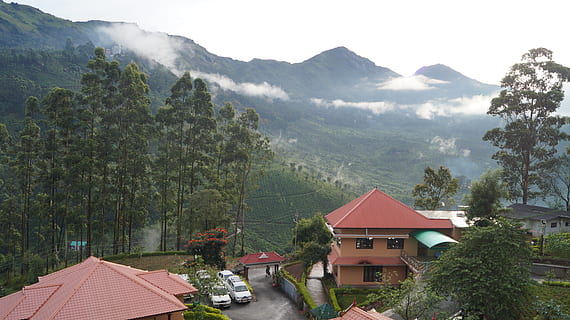 Índia, munnar, arbre, núvol, ennuvolat, turisme, viatjar, turó, restaurant, foto, fotografia, fotògraf, vacances, vessant, muntanya, estructura construïda, arquitectura, edifici, exterior de l'edifici, planta, casa, naturalesa, Serra, bellesa a la natura, escenics - natura, dia, barri residencial, creixement, color verd, cel, sostre, cap gent, a l'aire lliure, 5K, CC0, domini públic, lliure de regalies