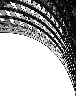 bygning, arkitektur, bue, buet, Minsk, belarus, omvendt, kurve, sort og hvid, monokrom, gade, shotoniphone, by, by-, malyavko, instagram, internet side, baggrund, mønster, bygget struktur, lav vinkel visning, ingen mennesker, himmel, bygning udvendig, skyfri himmel, natur, kopiere plads, moderne, dag, metal, kontor, design, udendørs, kontorbygning udvendig, 1080P, CC0, offentligt domæne, royaltyfrie