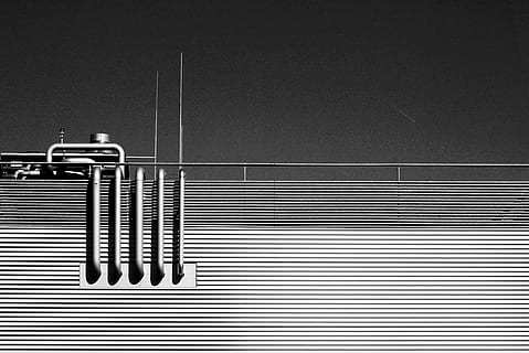 architecture, structure, pipe, no people, metal, copy space, wall - building feature, safety, railing, security, protection, close-up, built structure, communication, day, wall, sign, low angle view, nature, outdoors, pattern, silver colored, 4K, CC0, public domain, royalty free