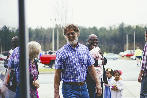 happy, random, beard, talking, people, walking, day, curly, white, black, bald, old, church, group of people, real people, men, adult, focus on foreground, lifestyles, males, standing, group, incidental people, leisure activity, medium group of people, togetherness, women, crowd, nature, outdoors, 5K, CC0, public domain, royalty free