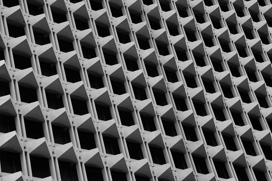 šedá, pyramida, abstraktní, digitální, tapeta na zeď, bydlení, budova, Šedá, mrakodrap, město, městský, architektura, vzestup, obytný dům, sousedství, ornament, vzor, pozadí, celý rám, opakování, tvar, geometrický tvar, design, v řadě, nikdo, kov, stavba, texturou, detail, uvnitř, mřížka, den, kovový rošt, ocel, stříbrné barvy, slitina, architektura a umění, 2K