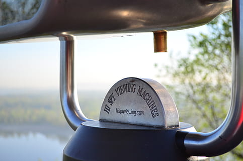 telescope, scope, viewing, machine, spy, steel, plants, tree, water, liquid, close-up, focus on foreground, day, no people, mode of transportation, nature, metal, transportation, text, outdoors, western script, shape, number, reflection, geometric shape, circle, lake, 4K, CC0, public domain, royalty free