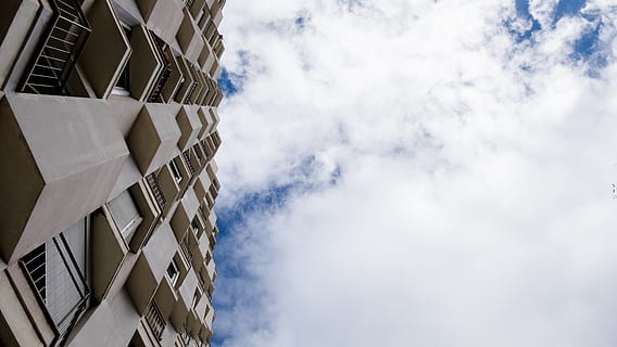 pattern, simetry, balcony, sky, building, architecture, concrete, city, clouds, diamonds, barcelona, spain, building exterior, built structure, low angle view, cloud - sky, window, no people, day, residential district, nature, modern, directly below, outdoors, office, office building exterior, apartment, white color, skyscraper, 4K, CC0, public domain, royalty free