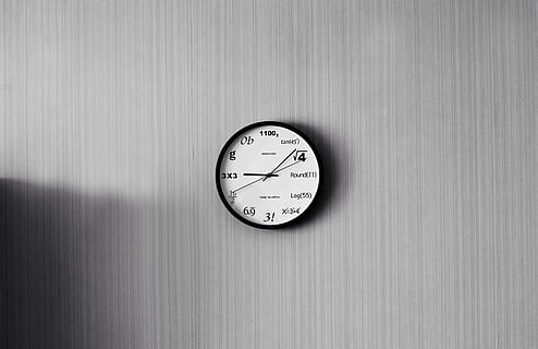 wall, clock, circle, round, shape, interior, indoor, time, hour, minute, wall clock, wall - building feature, instrument of time, indoors, geometric shape, no people, accuracy, close-up, number, hanging, deadline, single object, architecture, still life, copy space, clock face, minute hand, 4K