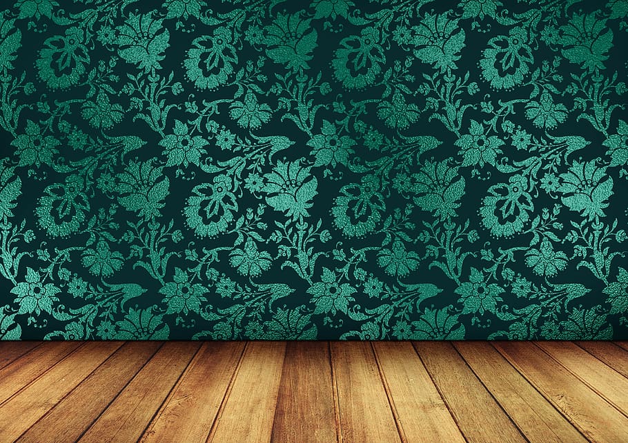 Zimmer, leeren, Innere, Boden, Holz, grüne Farbe, Muster, Pflanze, keine Leute, Holz - Material, drinnen, Wachstum, Bodenbelag, Blatt, Pflanzenteil, Tag, Natur, Textil-, Parkettboden, Wandbau - Funktion, Blumenmuster, Vollbild, Hintergründe, 2K