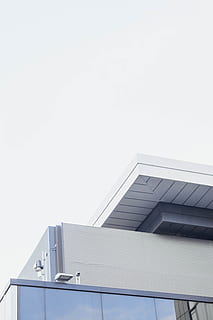 building, structure, sky, infrastructure, window, establishment, hotel, city, urban, architecture, art, glass, roof, built structure, building exterior, low angle view, copy space, nature, day, clear sky, no people, outdoors, office building exterior, railing, modern, sunlight, residential district, 5K, CC0, public domain, royalty free