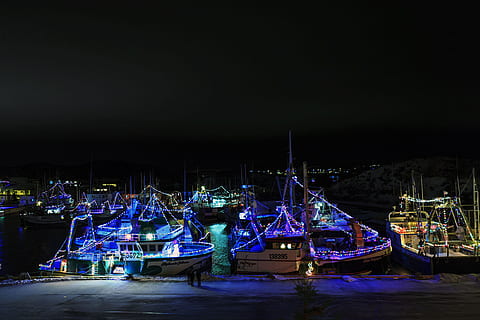 port, de, grave, newfoundland, labrador, canada, -, december, 22, fishing, vessels, night, celebrating, christmas, season, lights, taken, 2017, grave., xmas, boats, light, bright, decorations, nature, magical, newfoundland and labrador, outdoors, outside, dark, atlantic, holiday, glowing, winter, port de grave, joy, celebration, harbour, background, north, america, decor, twinkle, magic, flashing, editorial, illustrative, nautical vessel, transportation, illuminated, mode of transportation, water, moored, sky, no people, copy space, harbor, sea, architecture, lighting equipment, pier, absence, arts culture and entertainment, 2K