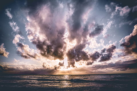 calm, corp, apă, noros, cer, cu iluminare din spate, nori, Cloudscape, nori întunecați, natură, ocean, în aer liber, pitoresc, mare, apus de soare, valuri, fotografie cu unghi larg, nor - cer, scenice - natura, frumusețe în natură, orizont, orizontul peste apă, dramatic cer, liniște, o scenă liniștită, plajă, peisaj marin, mediu inconjurator, teren, soare, nici o persoana, întuneric, 5K, CC0, domeniu public, fără drepturi de autor
