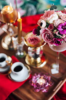 valentine, day breakfast, bed, lovely, breakfast, love, romantic, romance, red, bedding, brunch, candles, valentine's day, valentines, february, flower, flowering plant, table, plant, selective focus, candle, freshness, beauty in nature, nature, indoors, no people, drink, food and drink, close-up, refreshment, arrangement, rose, celebration, rose - flower, decoration, glass, tea light, flower arrangement, bouquet, flower head, crockery, 5K, CC0, public domain, royalty free