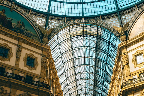 techo, galleria vittorio emanuele ii, arquitectura, atracción, edificio, centrar, Hazme, emanuele, emmanuel, Europa, galeria, galería, vaso, ii, Italia, punto de referencia, centro comercial, Milán, milano, tienda, compras, viaje, Víctor, ver, vittorio, estructura construida, vista de ángulo bajo, destinos de viaje, adentro, nadie, historia, el pasado, arco, material de vidrio, día, turismo, florido, arquitectura y arte, claraboya, mural, 4K, CC0, dominio público, libre de derechos