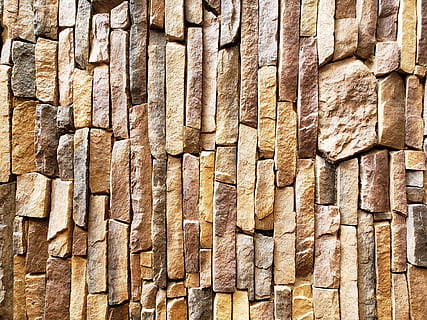 braune Steinmauer, Vollbild, Hintergründe, Muster, gebaute Struktur, keine Leute, braun, Holz - Material, die Architektur, Tag, texturiert, Nahansicht, große gruppe von gegenständen, Wand, draußen, Fülle, Backstein, Wiederholung, Wandbau - Funktion, Sonnenlicht, Holz, Steinwand, 4K, CC0, gemeinfrei, lizenzfrei