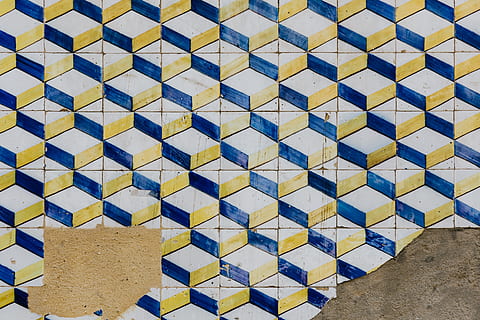 portuguese azulejos, typical, glazed, ceramic, tiles, lisbon, portugal, background, wall, pattern, azulejos, tile, full frame, backgrounds, repetition, no people, architecture, blue, built structure, shape, flooring, design, geometric shape, in a row, side by side, day, outdoors, wall - building feature, square shape, tiled floor, 5K, CC0, public domain, royalty free