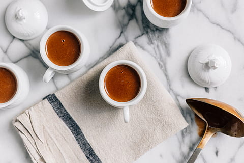 hot chocolate, brown, cafe, chocolate, coffee, cup, dark, drink, espresso, sweet, white, food and drink, food, indoors, spoon, bowl, eating utensil, high angle view, kitchen utensil, directly above, freshness, no people, wellbeing, studio shot, crockery, refreshment, mug, table, teaspoon, wooden spoon, 5K, CC0, public domain, royalty free