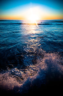 oceán, slunce, textura, západ slunce, odraz, turbulence, voda, Příroda, moře, nebe, krása v přírodě, scenics - příroda, horizont, horizont nad vodou, klid, slunečního světla, pohyb, vlna, klidné scény, nikdo, pláž, idylický, přistát, odlesk objektivu, venku, povrchu, moci, 5K, CC0, veřejná doména, bez autorských práv