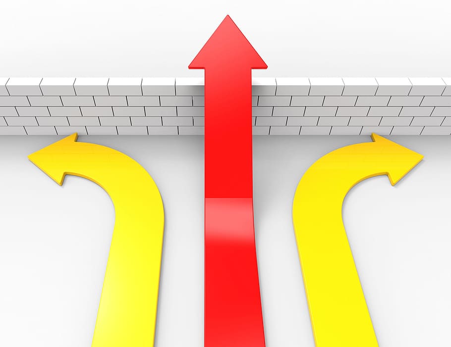 fletxa d'èxit, representa, superar, problemes, bloquejat, fletxa, fletxes, barrera, desafiament, reptes per davant, conquerir l'adversitat, dificultat, direcció, obstaculitzat, saltar obstacle, obstacle, obstacles, obstrucció, superar els obstacles, superar problemes, assenyalant, prevalen, problema, progrés, progressar, resolució, tenir èxit, èxit, triomf, triomfant, victor, victoriós, vencedors, guanyar, guanyador, vermell, negocis, símbol de fletxa, cap gent, signe, tir de l'estudi, groc, comunicació, símbol, forma, fons blanc, a l'interior, tallar, Color blanc, connexió, creativitat, oficina, teclat, 1080P