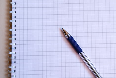 clear, blue, ballpoint pen, blank, blur, composition, document, graphic, note, notebook, office, pad, pen, record, sheet, stationery, study, write, paper, still life, note pad, no people, close-up, high angle view, book, indoors, publication, writing instrument, two objects, spiral, spiral notebook, page, education, studio shot, pencil, 2K, CC0, public domain, royalty free