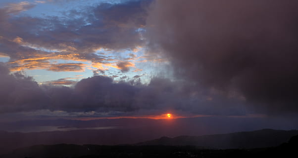moln, solnedgång, himmel, berg, natur, landskap, Sol, dimma, skön, planeten jorden, resa, costa rica, Latinamerika, moln - himmel, skönhet i naturen, inget folk, miljö, scenics - natur, dramatisk himmel, storm, lugn, natt, varningsskylt, kraft i naturen, utomhus, skylt, lugn plats, kraft, idyllisk, 5K, CC0, offentligt domän, royaltyfria