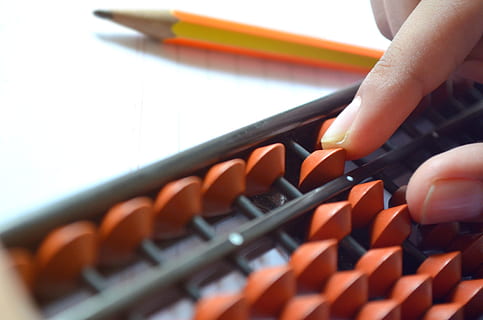 abacus, academic, calculation, calculator, compute, computer, kid, learn, mathematics, maths, school, study, human hand, hand, human body part, one person, close-up, holding, in a row, education, selective focus, indoors, orange color, body part, learning, adult, writing, human finger, finger, business, pencil, studying, 2K, CC0, public domain, royalty free