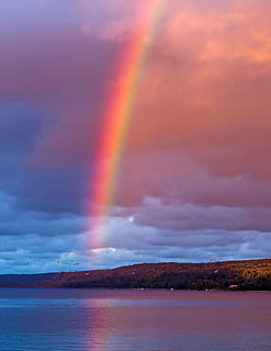 Regenbogen, Regen, bewirken, Landschaft, Himmel, Sommer-, bunt, See, Natur, draussen, Spektrum, Wetter, Michigan, Küste, große Seen, Lake Superior, Munising, nationales Seeufer, Terrain, Reise, obere Halbinsel, Vereinigte Staaten von Amerika, lebendig, Wasser, Handy-Hintergrundbild, Schönheit in der Natur, wolke - himmel, Szenen - Natur, mehrfarbig, Meer, keine Leute, ruhige Szene, Ruhe, Naturphänomen, idyllisch, Dramatischer Himmel, Sonnenuntergang, draußen, Nicht-städtische Szene, doppelter Regenbogen, Kraft in der Natur, 2K, CC0, gemeinfrei, lizenzfrei