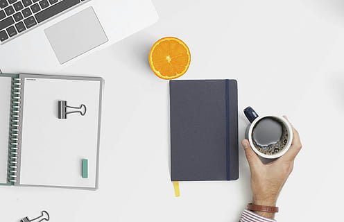 overhead, shot, desk space, coffee, computer, notebooks., workspace, desktop, looking down, , keyboard, work, planner, minimal, man, mockup, fruit, orange, tidy, clean, white, blog, notebook, design, creative, morning, breakfast, technology, food and drink, wireless technology, drink, coffee - drink, directly above, communication, connection, indoors, coffee cup, mug, office, cup, computer equipment, studio shot, portable information device, high angle view, pen, note pad, hand, wristwatch, 2K, CC0, public domain, royalty free