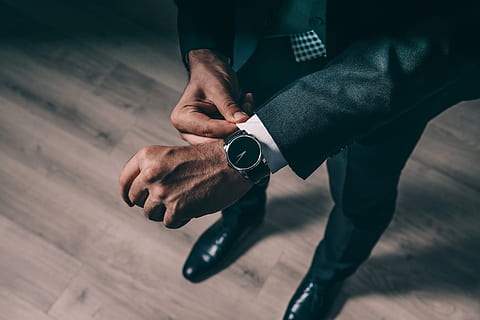 man, fixes, shirt, cuff, photo, Fashion, Men, Wedding, Suits, one person, real people, holding, human hand, hand, human body part, lifestyles, day, indoors, focus on foreground, business person, businessman, communication, watch, business, high angle view, time, well-dressed, finger, 4K