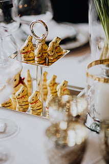 golden, bunnies, tray, table, holidays, table set, chocolate, fancy, easter, table decor, elegance, bunny, lindt, selective focus, still life, food and drink, indoors, no people, food, close-up, glass - material, glass, gold colored, indulgence, freshness, sweet food, container, plate, choice, ready-to-eat, transparent, event, temptation, crockery, 4K, CC0, public domain, royalty free