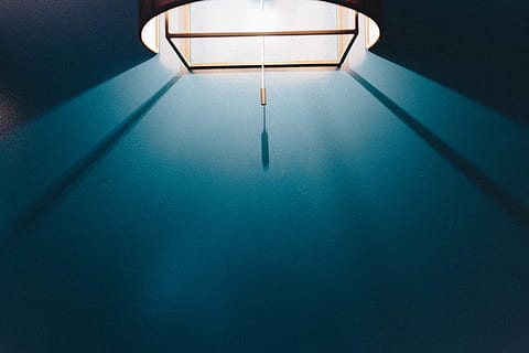lights, ideas, wall, shadows, office, hotel, indoors, blue, no people, high angle view, table, shadow, copy space, chair, lighting equipment, studio shot, seat, sport, light, light - natural phenomenon, close-up, pool table, absence, electric light, illuminated, single object, turquoise colored, blue background, 5K, CC0, public domain, royalty free