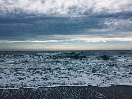 naturskøn, udsigt, strand, skyer, overskyet, daggry, miljø, horisont, idyllisk, landskab, natur, ocean, paradis, sand, hav, Hav skum, marinemaleri, kysten, himmel, storm, rolig, vand, bølger, sky - himmel, skønhed i naturen, horisont over vand, bevægelse, bølge, scenics - natur, vandsport, surfing, sport, jord, ro, udendørs, magt i naturen, 4K, CC0, offentligt domæne, royaltyfrie