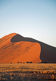 desert, sorra, vermell, namibia, sorra vermella, paisatge, sec, naturalesa, escènic, dunes, calenta, àrid, la soledat, Àfrica, sossusvlei, deadvlei, dunes de sorra, onades, dunes d'ona, escenics - natura, cel, medi ambient, terra, duna de sorra, bellesa a la natura, escena tranquil·la, cel clar, cap gent, clima, escena no urbana, tranquil·litat, remot, clima àrid, dia, còpia espai, semiàrid, 4K, CC0, domini públic, lliure de regalies