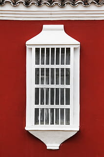 white, wooden, window pane, wall, red, window, architecture, building exterior, built structure, no people, day, white color, building, wall - building feature, house, close-up, outdoors, glass - material, residential district, window frame, pattern, colored background, 5K, CC0, public domain, royalty free