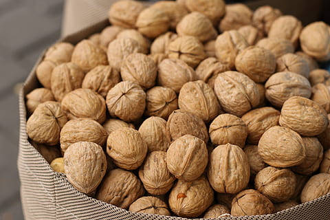 fruit, wall nuts, brown, food and drink, food, nut, large group of objects, nut - food, freshness, wellbeing, abundance, healthy eating, close-up, walnut, indoors, no people, nutshell, still life, heap, focus on foreground, snack, chinese new year, 5K, CC0, public domain, royalty free