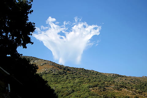 Griechenland, arni, Berg, Wolke, Himmel, Baum, Pflanze, wolke - himmel, Schönheit in der Natur, Ruhe, ruhige Szene, Szenen - Natur, Natur, keine Leute, Tag, Blau, Umgebung, Nicht-städtische Szene, Flachwinkelansicht, Wachstum, Landschaft, draußen, Land, Gipfel, 4K, CC0, gemeinfrei, lizenzfrei