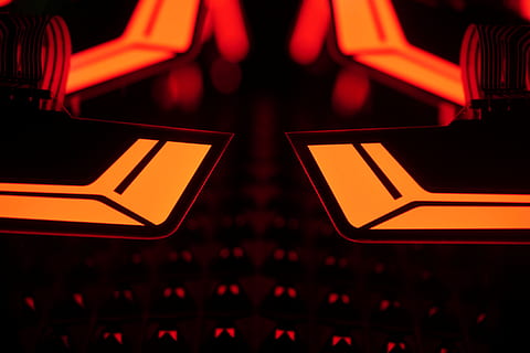 oled, audi, strucutre, illuminated, no people, close-up, technology, red, night, backgrounds, communication, abstract, transportation, mode of transportation, indoors, flying, sign, dark, air vehicle, car, equipment, lighting equipment, shiny, 4K, CC0, public domain, royalty free