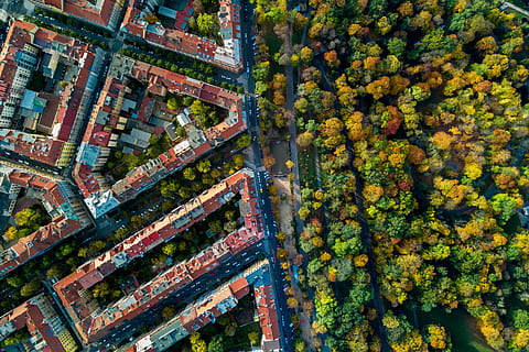amazing, view, historic, buildings, prague, autumn park, park., aerial, view., architecture, no people, day, city, building exterior, built structure, plant, high angle view, outdoors, full frame, nature, green color, abundance, retail, multi colored, building, residential district, aerial view, market, growth, 4K, CC0, public domain, royalty free