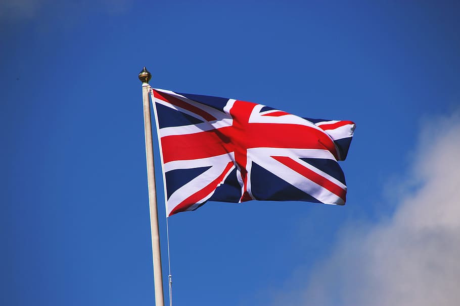 union jack flag, various, flag, flags, patriotism, sky, blue, red, low angle view, nature, pole, freedom, waving, environment, no people, symbol, day, independence, symbolism, wind, outdoors, national icon, 4K