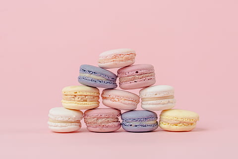 pastel, macaron pyramid, pink, photo, Colourful, Creative, sweet food, food and drink, sweet, macaroon, food, indulgence, choice, studio shot, dessert, indoors, variation, ready-to-eat, temptation, pink color, freshness, french food, no people, multi colored, stack, cookie, 4K, CC0, public domain, royalty free