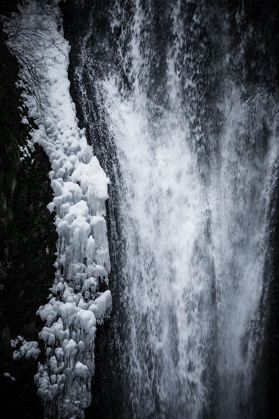 vattenfall utsikt, rörelse, vatten, skönhet i naturen, scenics - natur, natur, inget folk, vattenfall, kall temperatur, dag, vinter-, utomhus, lång exponering, kraft i naturen, växt, träd, kraft, vattensport, flödande vatten, 4K