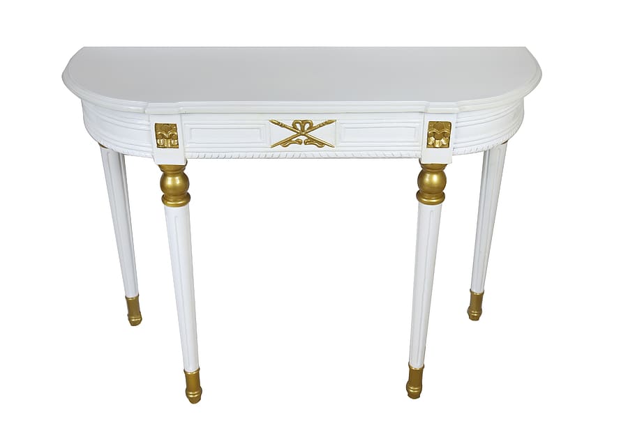 bord, konsol, dekorative, design, deco, træ-, ornament, dekoration, træ, hvid, hvid baggrund, skåret ud, guldfarvet, studio skud, guld, ingen mennesker, rigdom, luksus, smykker, fest, gave, hvid farve, bryllup, begivenhed, indendørs, metal, skinnende, to objekter, enkelt objekt, perle smykker, udsmykkede, sølvfarvet, Stærkt oplyst, 5K