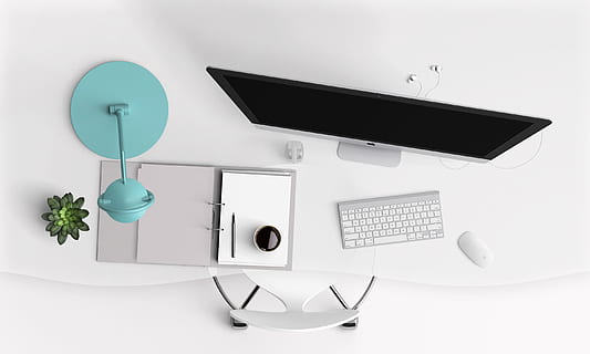 Schreibtisch, Computer, Mac, MacBook, Apfel, Bildschirm, elektronisch, Tabelle, Technologie, Möbel, Computermaus, Geschäft, Tastatur, Computerausrüstung, Computer Tastatur, Desktop-PC, Kommunikation, Computerbildschirm, drinnen, keine Leute, Büro, weiße Farbe, Verbindung, kabellose Technologie, elektrische Lampe, 2K, CC0, gemeinfrei, lizenzfrei