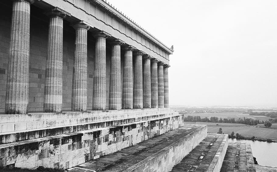 Partenó gris, walhalla, donaustauf, Alemanya, paret, urbà, Partenó, columna, arquitectura, adoració, temple, santuari, pilar, edifici, ciutat, estructura construïda, columna arquitectònica, exterior de l'edifici, història, el passat, cap gent, naturalesa, dia, destinacions de viatge, cel, columnata, en fila, a l'aire lliure, antic, viatjar, cel clar, civilització antiga, neoclàssic, 4K
