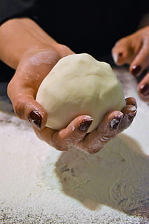bread, chef, cake, lineth, baker, kitchen, cooking, human hand, hand, human body part, food and drink, food, one person, indoors, real people, holding, freshness, dough, close-up, sweet food, preparation, lifestyles, focus on foreground, body part, table, finger, preparing food, 5K, CC0, public domain, royalty free