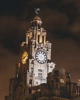clock tower, nighttime, building exterior, architecture, built structure, time, clock, building, low angle view, tower, sky, night, roman numeral, city, no people, travel destinations, nature, clock face, cloud - sky, illuminated, history, minute hand, 4K, CC0, public domain, royalty free