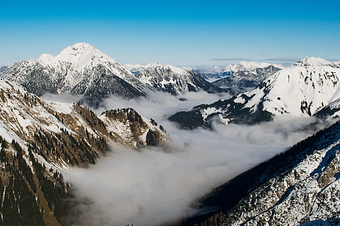 šedá, hory, modrý, nebe, hora, sníh, led, ledovec, Příroda, venku, vrchol, převýšení 2,341 m, Rakousko, heiterwang, summitu, mrak, mlha, krajina, Šedá, hřeben, pohoří, Alpy, Pohled, studená teplota, zimní, krása v přírodě, scenics - příroda, klidné scény, klid, zasněžené hory, mimoměstské scény, nikdo, den, životní prostředí, idylický, majestátní, horský vrchol, formace, 5K, CC0, veřejná doména, bez autorských práv