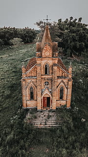brun kirke, arkitektur, bygning, tårn, Spir, brasilien, navngivet vej, Galia, mursten, tag, boliger, buet, bue, plante, jord, klokke tårn, kirke, dome, slot, bygget struktur, religion, sted for tilbedelse, bygning udvendig, spiritualitet, tro, træ, ingen mennesker, natur, himmel, dag, skyfri himmel, udendørs, 4K, CC0, offentligt domæne, royaltyfrie
