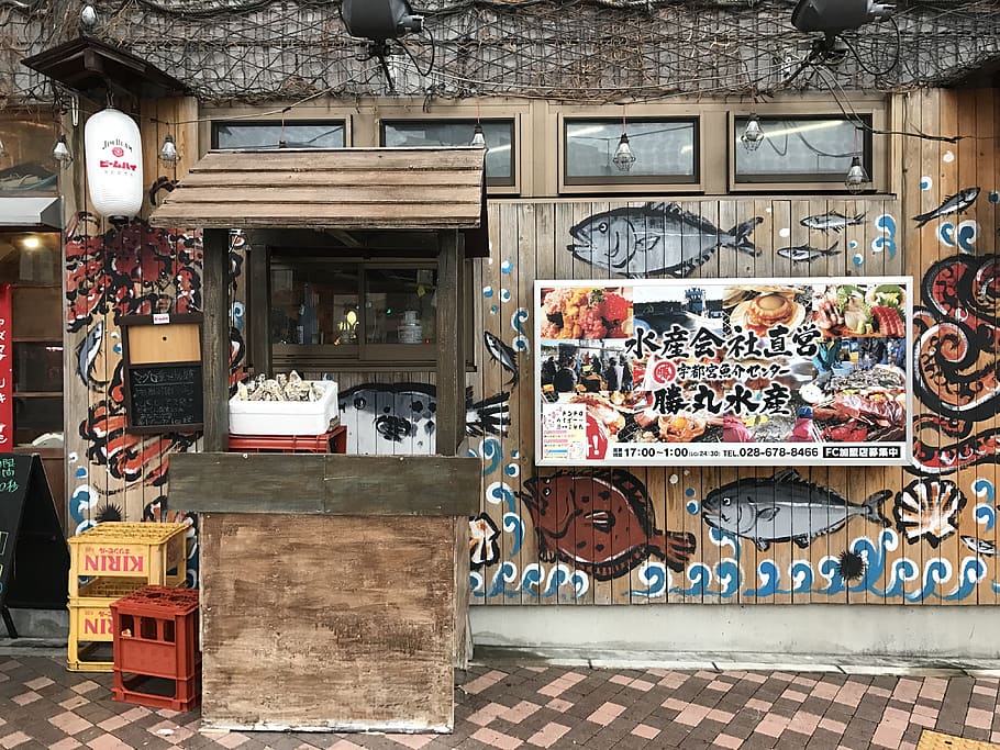 Japó, utsunomiya, restaurant de peix, elecció, arquitectura, variació, gran grup d'objectes, estructura construïda, art i artesania, venda al detall, dia, abundància, cap gent, graffiti, exterior de l'edifici, a la venda, creativitat, mercat, Paradeta, col · lecció, a l'aire lliure, compres, botiga, visualització al detall, consumisme, 4K