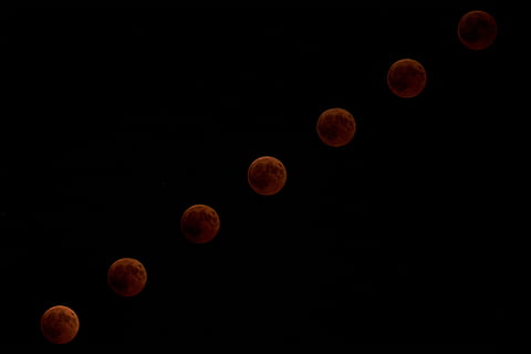 alignement lunaire, lune, pleine lune, plein, rouge, nuit, lumière, séries, noir, éclipse, Orange, astronomie, espace, ciel, science, arrière-plans, lune planétaire, surface de la lune, couleur noire, foncé, la nature, planète - espace, abstrait, éclipse lunaire, étoile - espace, embrasé, clair de lune, bleu, cercle, lumière - phénomène naturel, sphère, 4K, CC0, domaine public, libre de droits