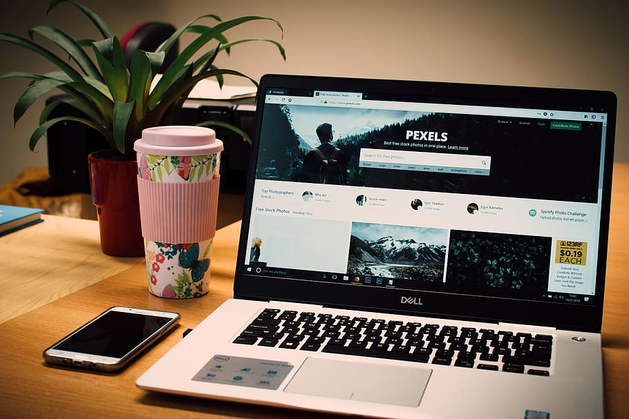 foto, gris, dell portàtil, mostrant, pàgina web de pexels, accés, mòbil, connexió, dades, dell, escriptori, electrònica, a l'interior, informació, Internet, teclat, portàtil, modern, monitor, xarxa, oficina, pexels, imatges, planta, planta de test, pantalla, smartphone, tecnologia, touchpad, tumblr, lloc web, tecnologia sense fils, comunicació, ordinador, dispositiu d’informació portàtil, taula, telèfon intel·ligent, cap gent, pantalla del dispositiu, telèfon mòbil, tassa, negocis, planta en test, beure, refresc, comunicacions globals, 5K
