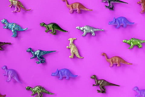 ancient, animals, assorted, assortment, background, childhood, closeup, collection, colorful, dinosaur, effects, elephant, extinct, figure, figurine, funky, giraffe, happy, isolated, jungle, jurassic, representation, high angle view, indoors, no people, art and craft, toy, creativity, choice, large group of objects, variation, group of objects, human representation, still life, colored background, purple, 4K, CC0, public domain, royalty free