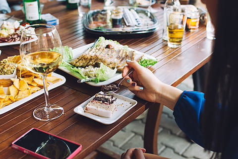 girl, eating, cake, garden party, dessert, hands, outside, party, summer, sweet, wine, food and drink, food, alcohol, refreshment, glass, drink, human hand, restaurant, business, hand, freshness, human body part, holding, meal, one person, plate, table, adult, indoors, dinner, 5K