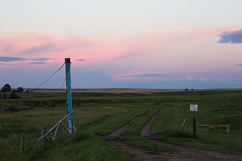tvartas, gyvenimą, kaimiškas, paprasta, kaimo, alberta, Kanada, peizažas, pasilikti, vyksta, kelionė, kelionės, kelias, vartai, industrija, lauke, kvieciai, šieno, pobūdį, žemės ūkio paskirties žemę, dangus, saulėlydis, žemės, kraštovaizdį, aplinką, debesis - dangus, vaizdai - gamta, grožis gamtoje, ramybė, ramioje scenoje, žolė, barjeras, nėra žmonių, tvora, riba, augalų, ne miesto scenoje, medinis, 5K, CC0, Viešasis domenas, nemokamai